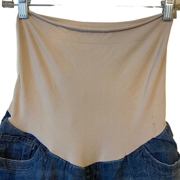 Indigo Blue Maternity Womens Jeans Distressed Blue Small Full Panel Band Beige - Picture 13 of 15